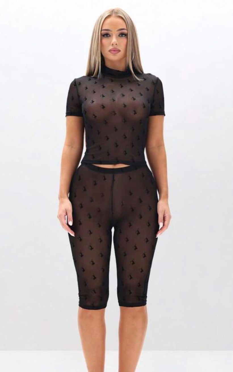 Midnight Muse Mesh Capri Set
