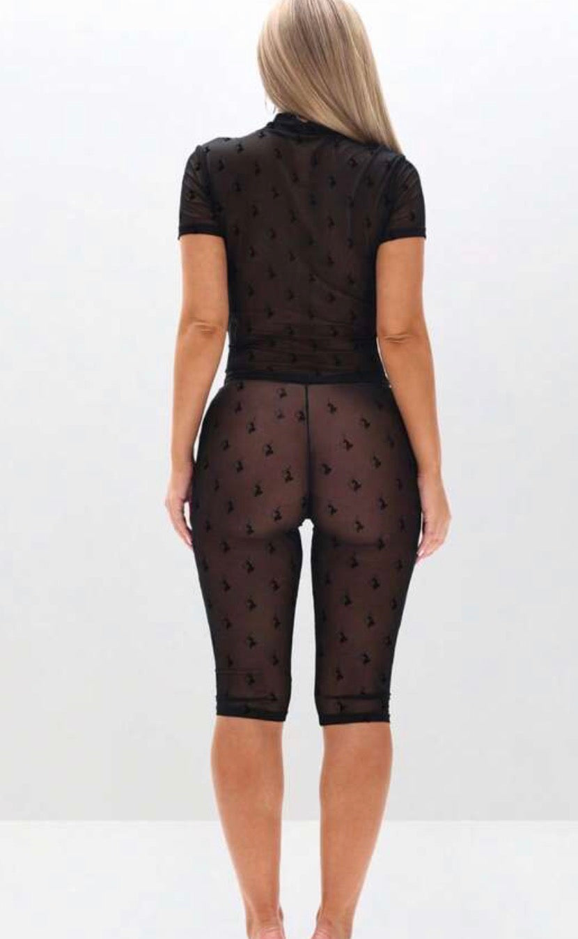 Midnight Muse Mesh Capri Set