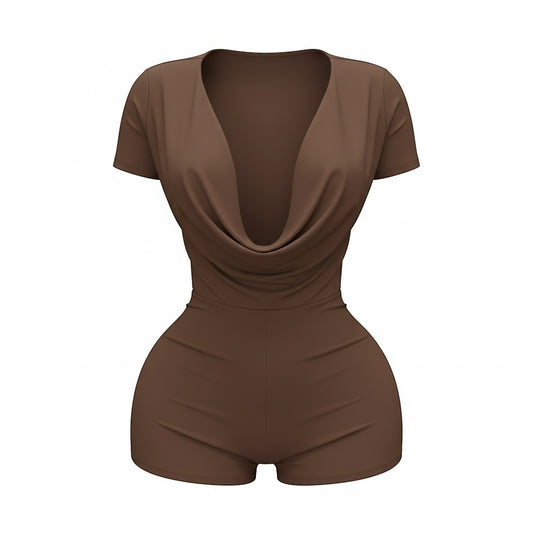 Cocoa Desire Draped Romper