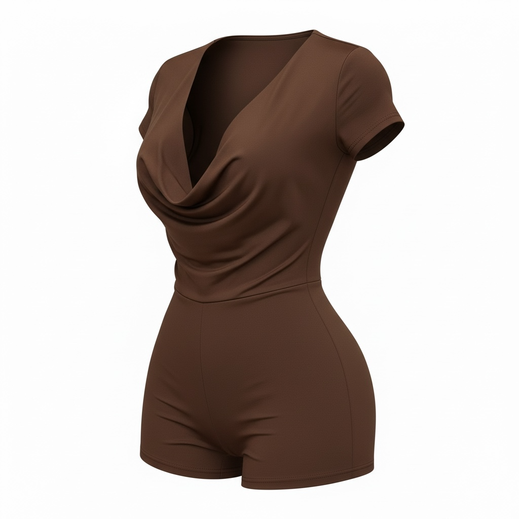 Cocoa Desire Draped Romper